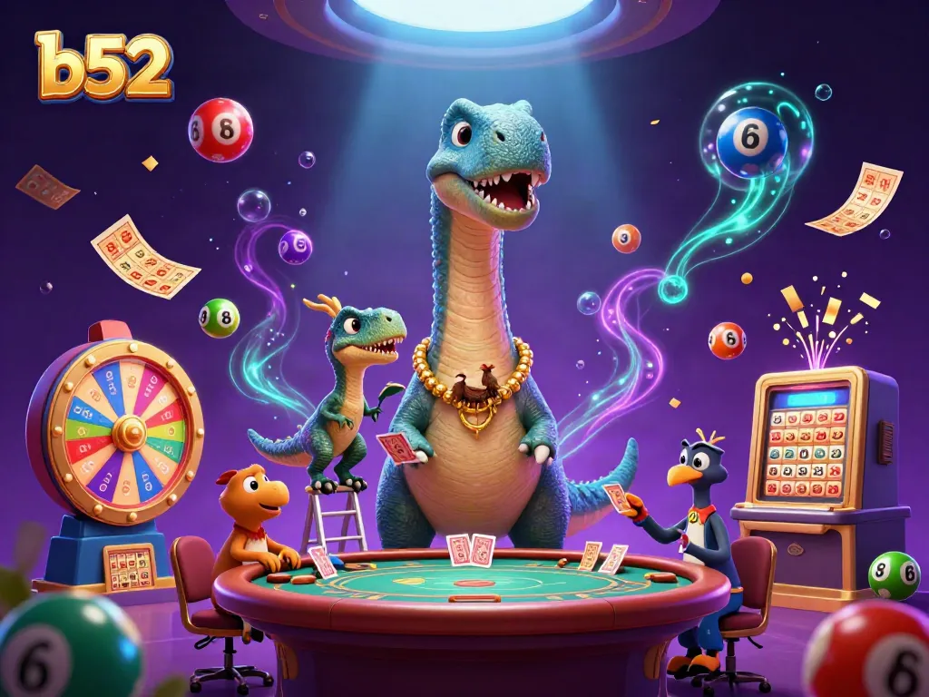 Engage with exciting b52 gaming moments in a vibrant casino scene featuring animated characters and dynamic elements.