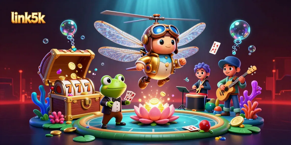 Experience the thrill of link5k with a vibrant casino scene, featuring exciting games and characters.