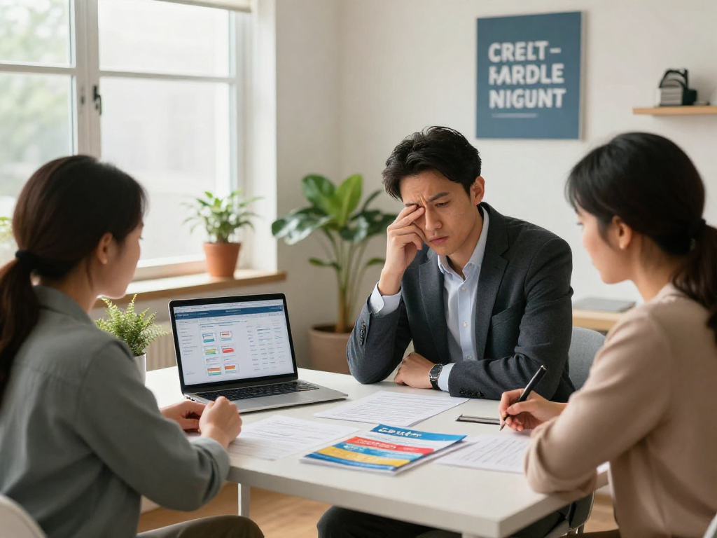 Financial counseling session at https://credit-consolidation.ca/ featuring advisor assisting clients with debt consolidation options in a welcoming office.