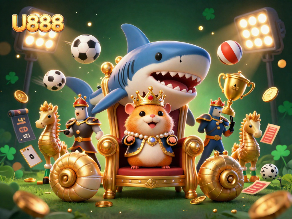 Bet on U888's exciting universe with a fierce hamster king, dynamic sports elements, and vibrant gold themes.