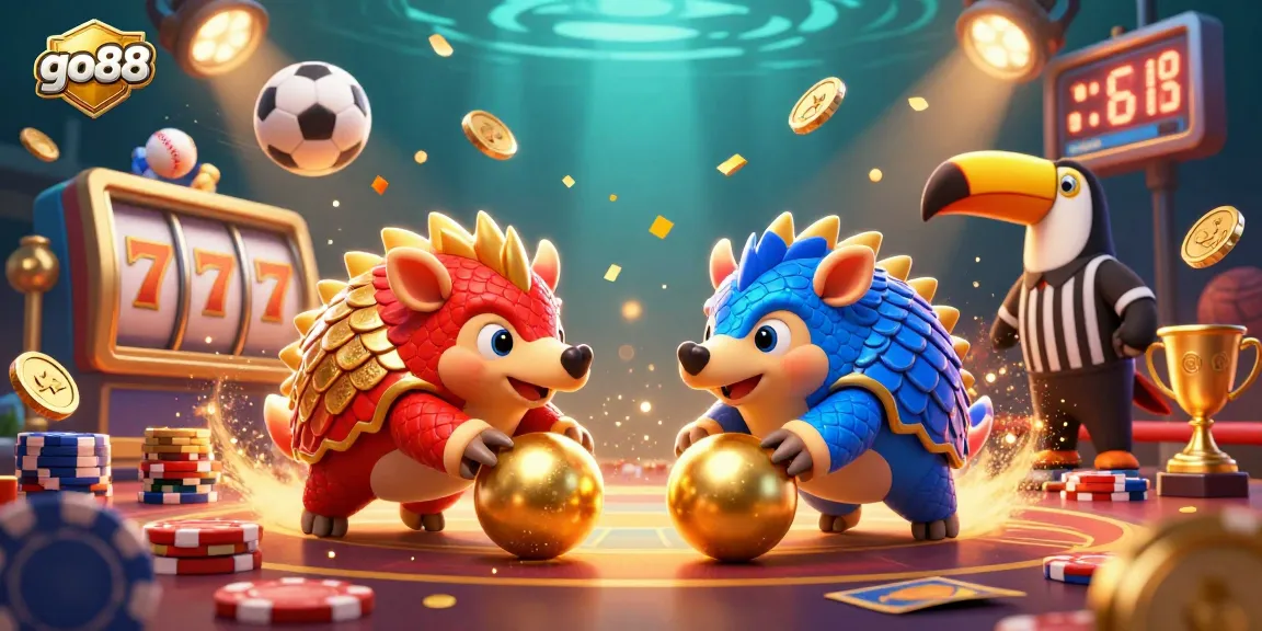 Experience thrilling wins at go88 with dynamic slot games and casino excitement in this vibrant illustration.