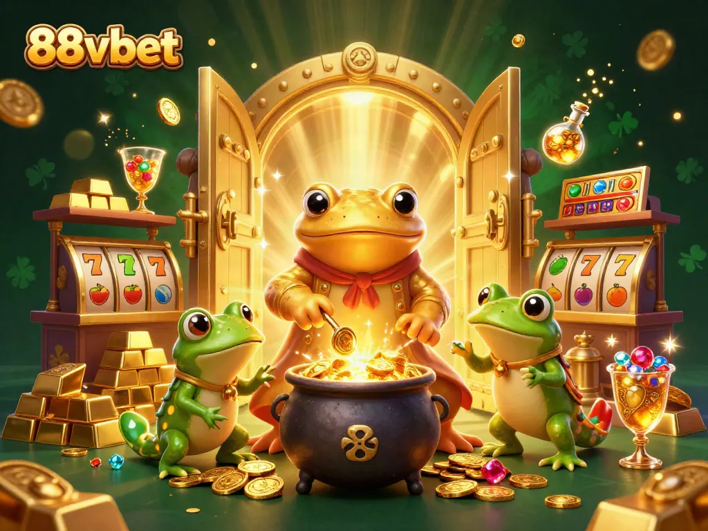 Engage with 88vbet in a vibrant 3D casino illustration showcasing gold coins and slot symbols.